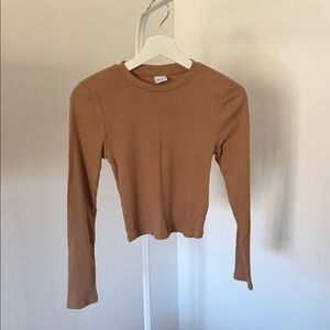 TNA Women's Brown Long Sleeve Crop Top